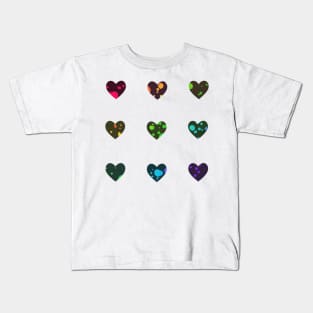 Mini Rainbow Spatter Hearts Sticker Pack Kids T-Shirt